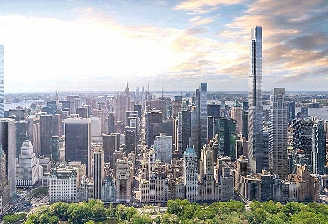 Central Park Tower là tòa nhà dân cư cao nhất thế giới và là tòa nhà cao thứ 2 tại Mỹ sau One World Trade Center. Tổng chi phí xây dựng tòa nhà này là 3 tỷ USD. Ảnh: Extell Development