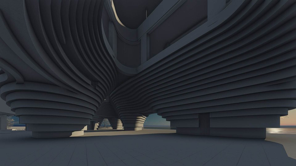 Với chức năng bảo tàng và trung tâm thương mại trưng bày các sản phẩm tinh hoa, công trình gồm 2 khối chính. Khối bảo tàng phía ngoài tạo ấn tượng ở quảng trường Gốm, nơi trưng bày các sản phẩm thủ công. Ảnh: Ashui