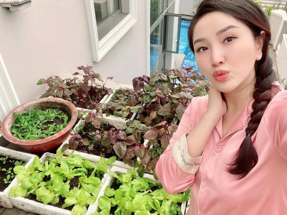 Nữ ca sĩ từng hé lộ một góc sân thượng để trồng rau sạch.
