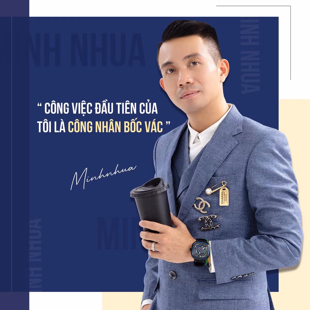 Luôn xuất hiện với những hình ảnh hào nhoáng bên cạnh siêu xe, hàng hiệu song ít ai biết, công việc đầu tiên của Minh Nhựa lại chẳng hề hào nhoáng chút nào.