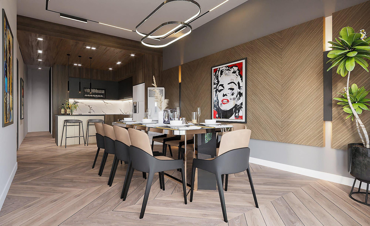 Phòng ăn hiện đại của gia đình Hồng Đăng.