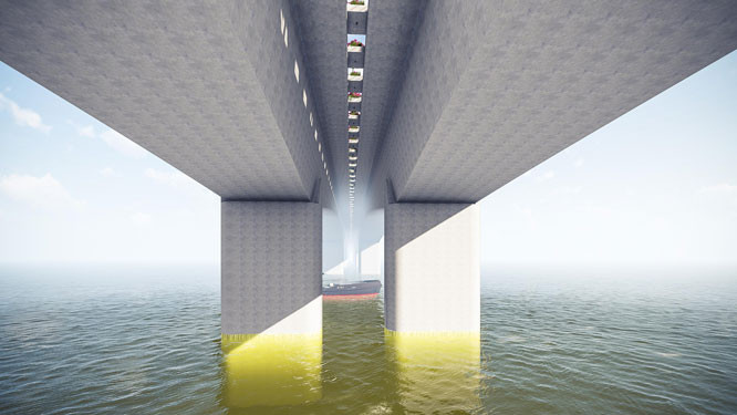 Cầu Vĩnh Tuy giai đoạn 2 được xây dựng về phía hạ lưu sông Hồng, kết cấu, hình dáng tương tự và nằm song song cầu Vĩnh Tuy 1; tim cầu giai đoạn 2 nằm song song và cách tim cầu giai đoạn 1 về phía hạ lưu sông Hồng 21,25m. Ảnh: Hanoimoi