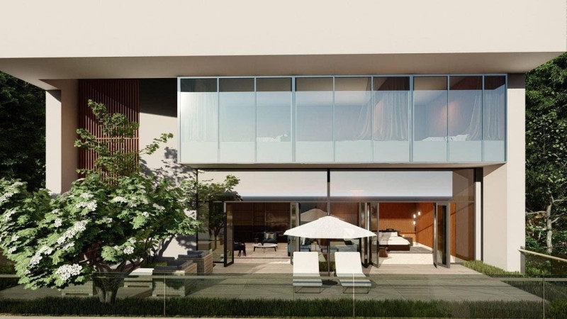 Bể bơi và phòng khách hướng thẳng ra biển, có thể ngắm trọn hoàng hôn. Ảnh: FBNV