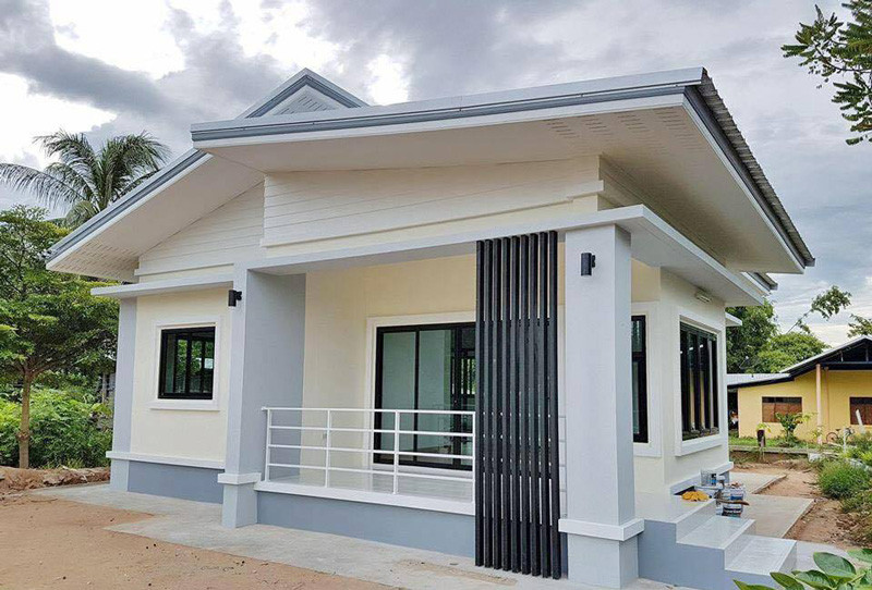 Thiết kế nhà mái lệch đơn giản giá dành cho gia đình 4 người.