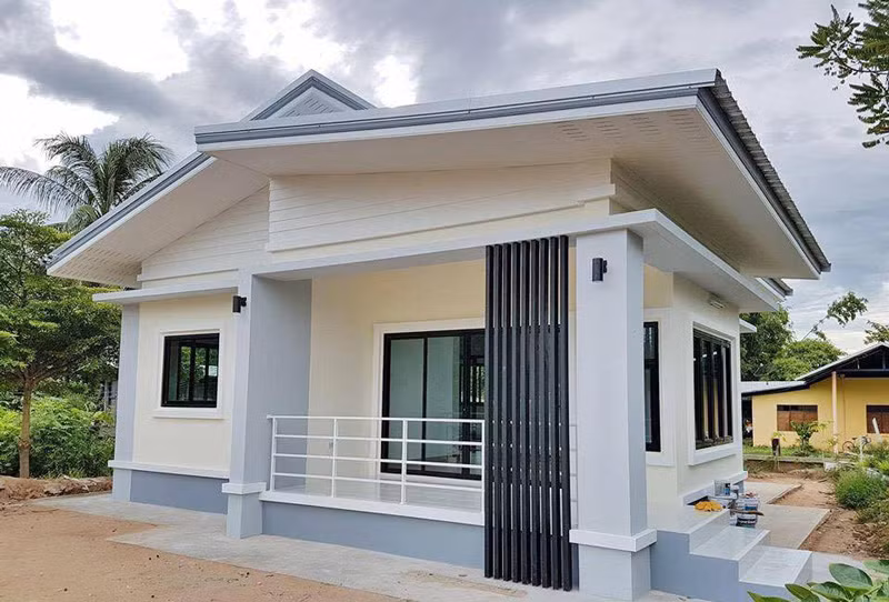 Thiết kế nhà mái lệch đơn giản giá dành cho gia đình 4 người.