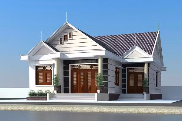 Mẫu nhà mái thái lợp mái tôn chống nóng mang phong cách hiện đại.