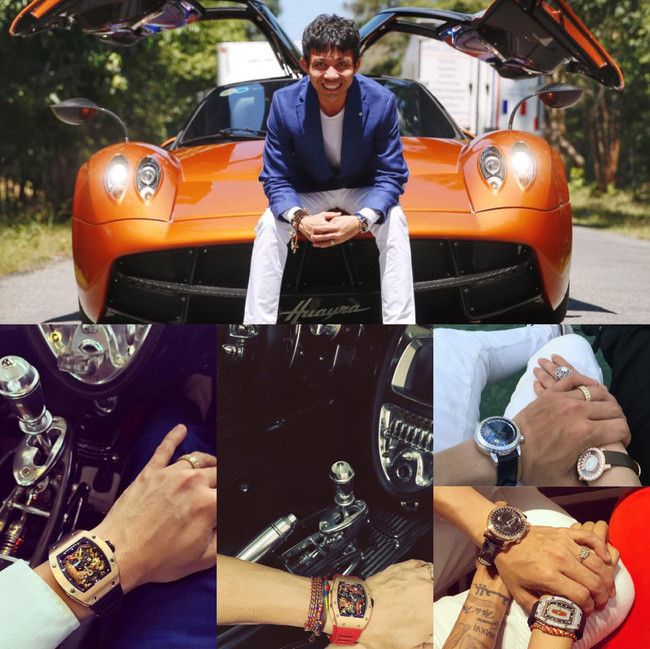 Bên cạnh đó, Minh Nhựa còn sở hữu bộ sưu tập đồng hồ hàng hiệu xa xỉ. Ảnh: FBNV