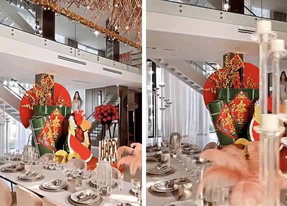 Bàn ăn vô cùng bắt mắt và sang trọng với các món đồ nhập từ nước ngoài về.