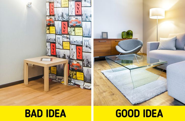 Thay vì đồ nội thất nặng, hãy chọn nội thất bằng kính và các vật liệu trong suốt khác giúp không gian trông lớn hơn. Gia chủ cũng có thể chọn các bề mặt phản chiếu sẽ làm cho nó có vẻ như rộng lớn hơn.