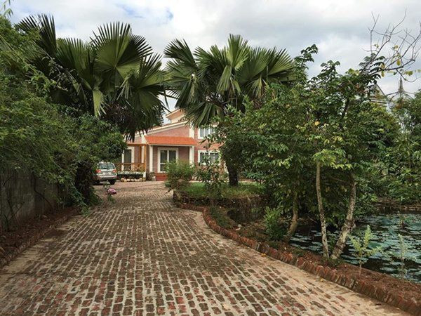 Không gian nhà vườn của Hồng Đăng xanh mướt với vườn cây, ao hồ phía trước sân. Ảnh: Vietnamnet