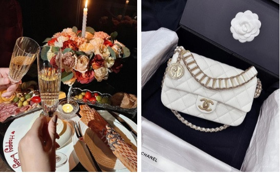 Vợ chồng Thanh Tú - rich kid bí ẩn nhất hội con nhà giàu Việt vẫn có thể tận hưởng bữa tối bên ánh nến và tự thưởng cho mình chiếc túi hiệu.