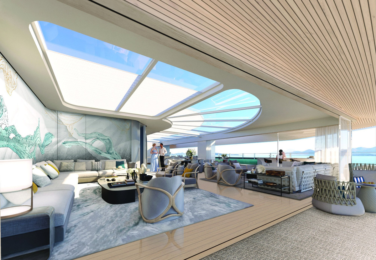 Cách sử dụng đồ nội thất trên siêu du thuyền tạo cảm giác sang trọng, tràn đầy năng lượng nhưng vẫn rất thoải mái.