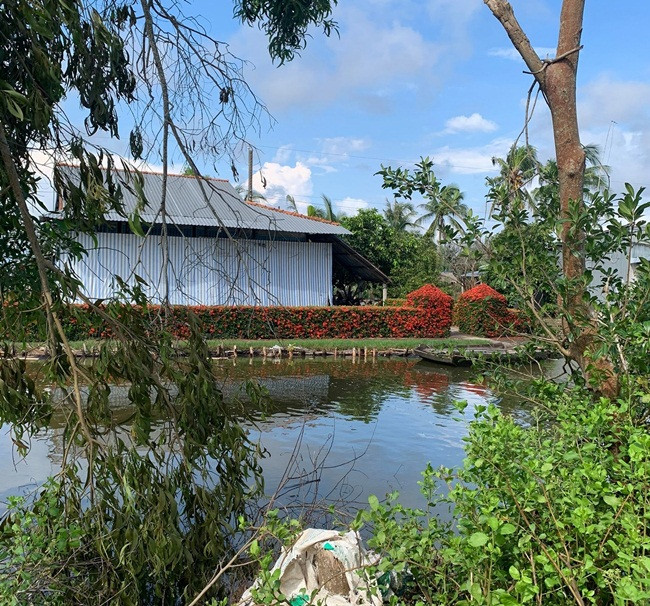 Nhìn từ xa, căn nhà cấp 4 đẹp như một bức tranh. Ảnh: Dân Việt.