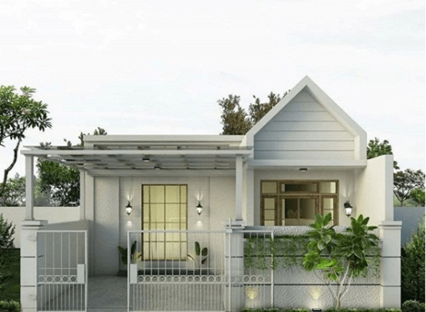 Nhà cấp 4 gác lửng 2 phòng ngủ, một phòng ngủ lớn ở tầng trệt và một phòng ngủ nhỏ ở tầng lửng tạo không gian thoáng đãng. Ảnh: Gachtranh3d.