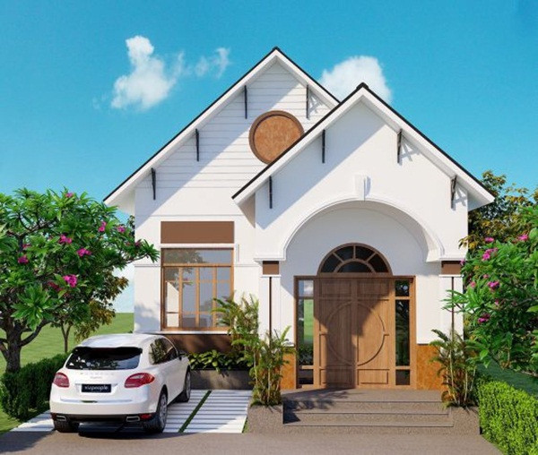 Thiết kế hiện đại, có chỗ để xe ô tô, mẫu nhà này được nhiều gia đình có điều kiện ở nông thôn ưa chuộng. Ảnh: Nhathauxaydung24h.