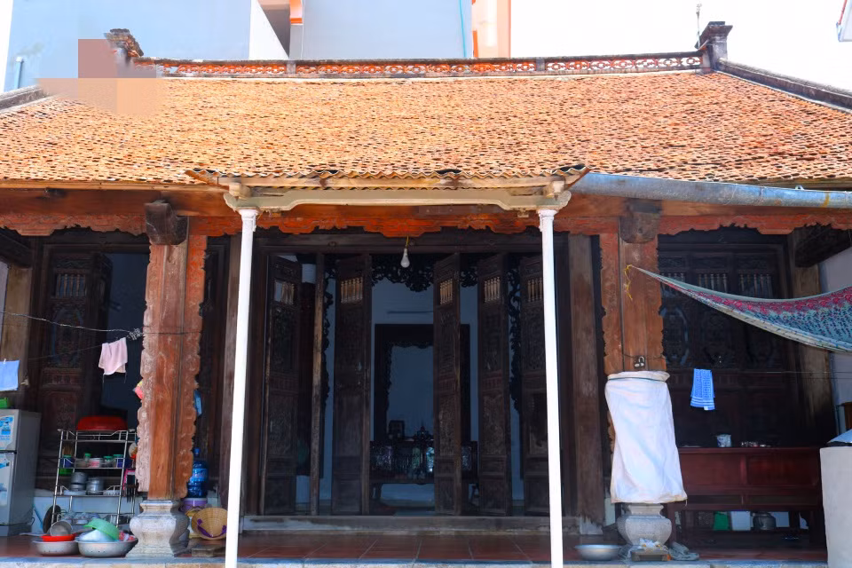 Kiến trúc kiểu nhà truyền thống vùng đồng bằng Bắc Bộ của Cự Đà chủ yếu là những ngôi nhà 5 gian, 2 trái hoặc 5 gian. Ảnh: VOV