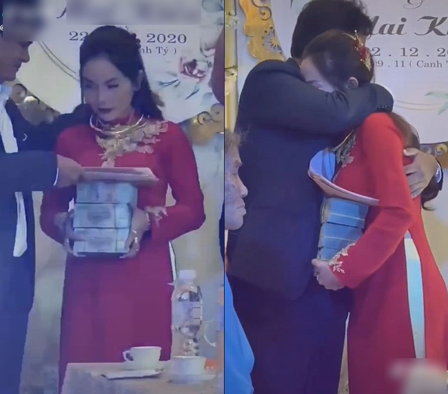 Cụ thể, món hồi môn cô dâu được nhận từ mẹ là món nữ trang 10 cây vàng. Phần quà mà ba của cô dâu dành tặng là 3 tỷ đồng tiền mặt, 5 lô đất thổ cư, 6 sào đất nông nghiệp trị giá lên đến 30 tỷ đồng". Ảnh: Người đưa tin.