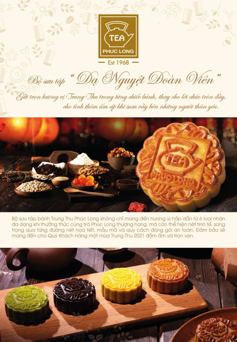 Phúc Long gửi đến khách hàng bộ sưu tập “Dạ Nguyệt Đoàn Viên” với các mẫu hộp được thiết kế tinh tế, sang trọng có giá từ 360.000 - 880.000 đồng. Ảnh: Phuclong