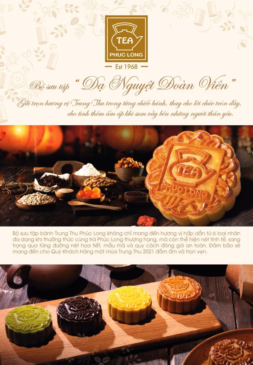 Phúc Long gửi đến khách hàng bộ sưu tập “Dạ Nguyệt Đoàn Viên” với các mẫu hộp được thiết kế tinh tế, sang trọng có giá từ 360.000 - 880.000 đồng. Ảnh: Phuclong