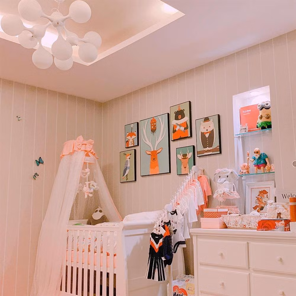 Thời điểm Diệp Lâm Anh làm căn phòng cho con gái, bé Boorin còn chưa chào đời. Dù vậy, cô vẫn treo sẵn nhiều bộ quần áo, váy vóc hàng hiệu đắt đỏ cho "tiểu công chúa".