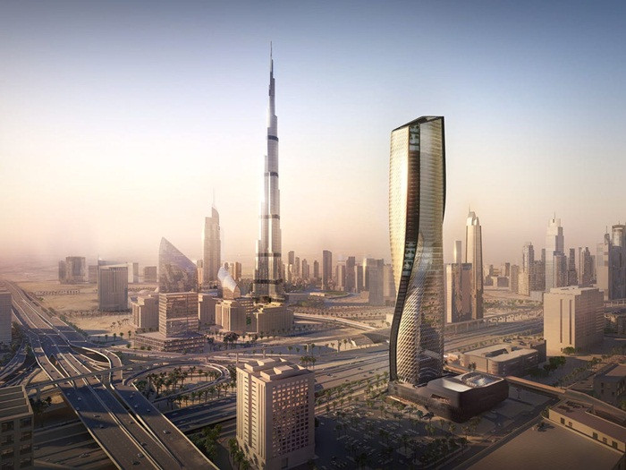 Theo Business Insider, tòa nhà chọc trời Wasl Tower nằm ngay đối diện với tòa nhà cao nhất thế giới, Burj Khalifa đang được xây dựng tại Dubai. Ảnh: Business Insider