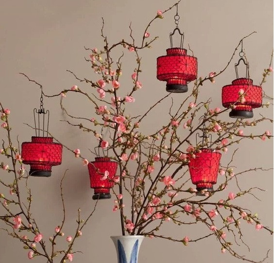 Những chiếc đèn lồng đỏ mang ý nghĩa cầu chúc bình an, sung túc mang đến không khí ngày Tết ngập tràn.