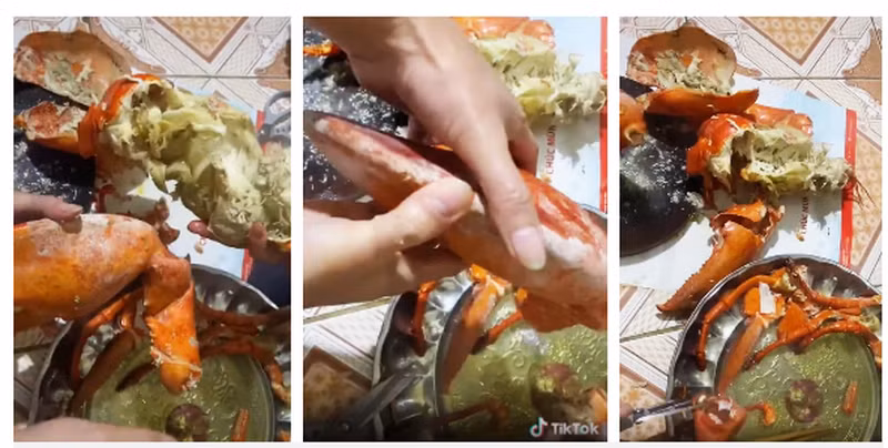 Một khách hàng mua tôm hùm Alaska trên mạng lên đến cả triệu đồng/kg song khi hấp chín chỉ toàn vỏ và nước.