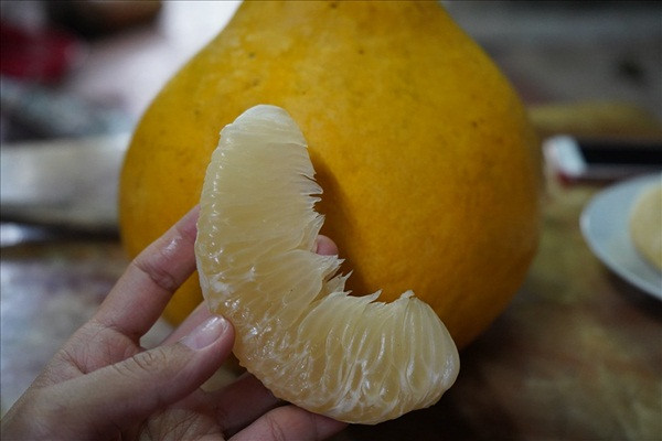 Hương vị ngọt, mát, múi dày mọng nước cũng là điểm giúp thương hiệu bưởi Lâm Động thu hút thực khách bốn phương. Ảnh: Lao động.