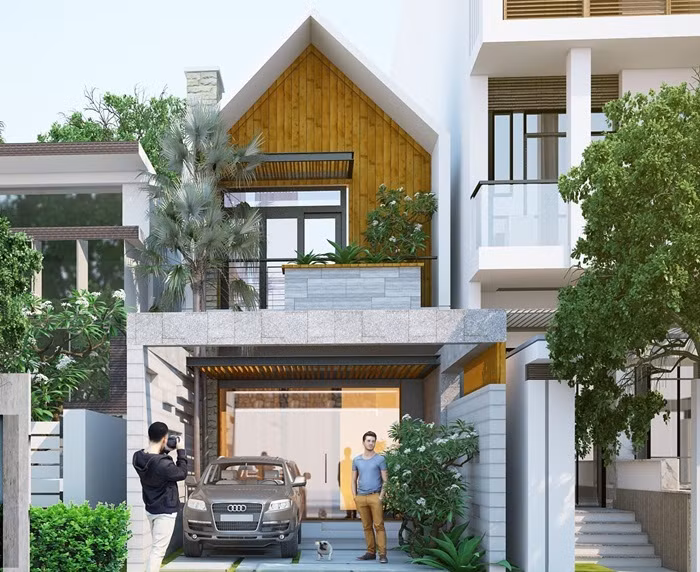  Nhà ống mái thái lạ mắt khi được thiết kế theo phong cách kiến trúc tân cổ điển. Ảnh: Thietkexaydung