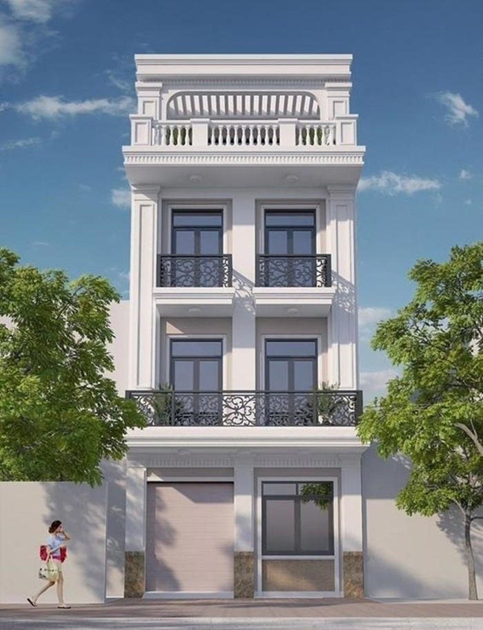 Các hình khối chữ nhật ngang đặt lên nhau khoa học giúp ngôi nhà bớt đi vẻ nhàm chán. Ảnh: Xaydungso