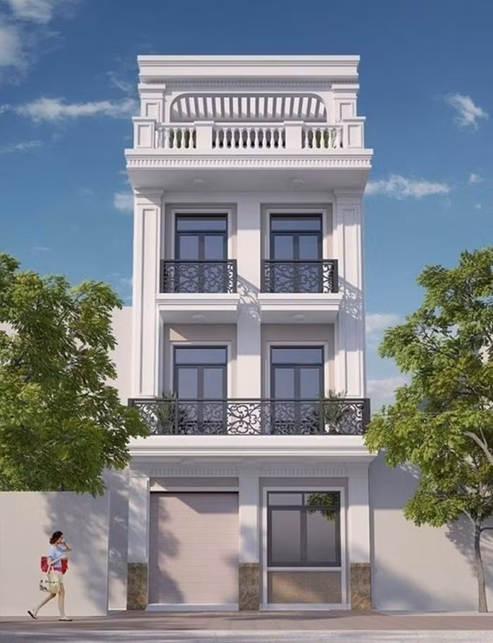 Các hình khối chữ nhật ngang đặt lên nhau khoa học giúp ngôi nhà bớt đi vẻ nhàm chán. Ảnh: Xaydungso