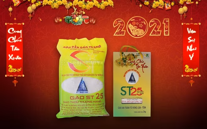 Mỗi hộp gạo ST25 (2kg) có giá bán 90.000 - 91.500 đồng. Khách hàng mua từ 10 hộp trở lên giá sẽ hạ hơn, còn khoảng 83.000 - 87.000 đồng/hộp (2kg). Ảnh: Sieuthigao
