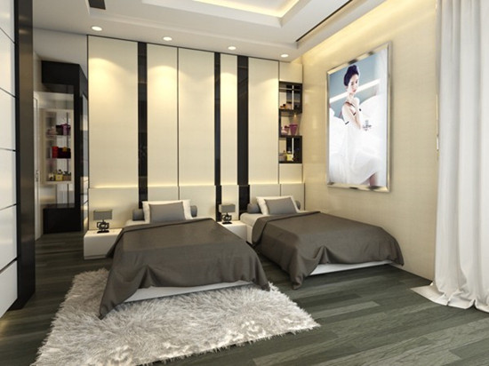 Phòng ngủ bài trí hiện đại.