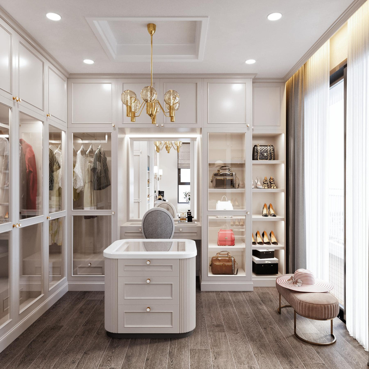 Phòng để quần áo và phụ kiện.