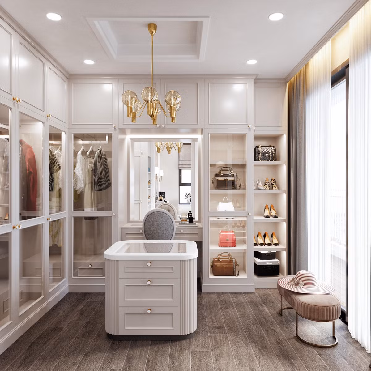 Phòng để quần áo và phụ kiện.