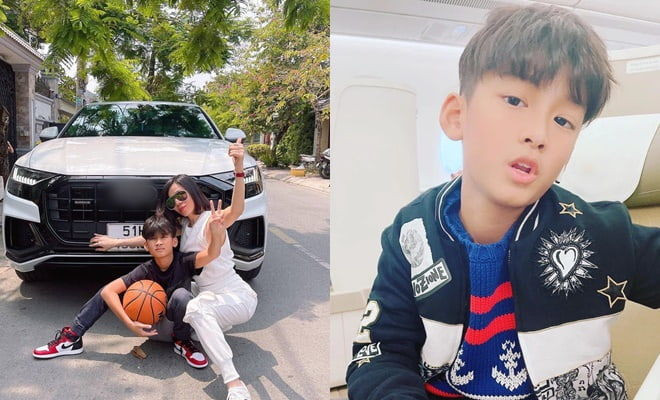 Nếu không check in trên máy bay hạng thương gia thì cậu bé cũng di chuyển bằng xế hộp tiền tỷ.