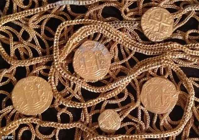 Hiệp hội Hạm đội 1715 - tổ chức phi lợi nhuận có trụ sở tại Pennsylvania chuyên nghiên cứu về Hạm đội 1715 - cho hay những xác tàu đắm chứa đầy kho báu vì người Tây Ban Nha vận chuyển vàng và bạc từ "Thế giới mới" về nước. Ảnh: FWC.