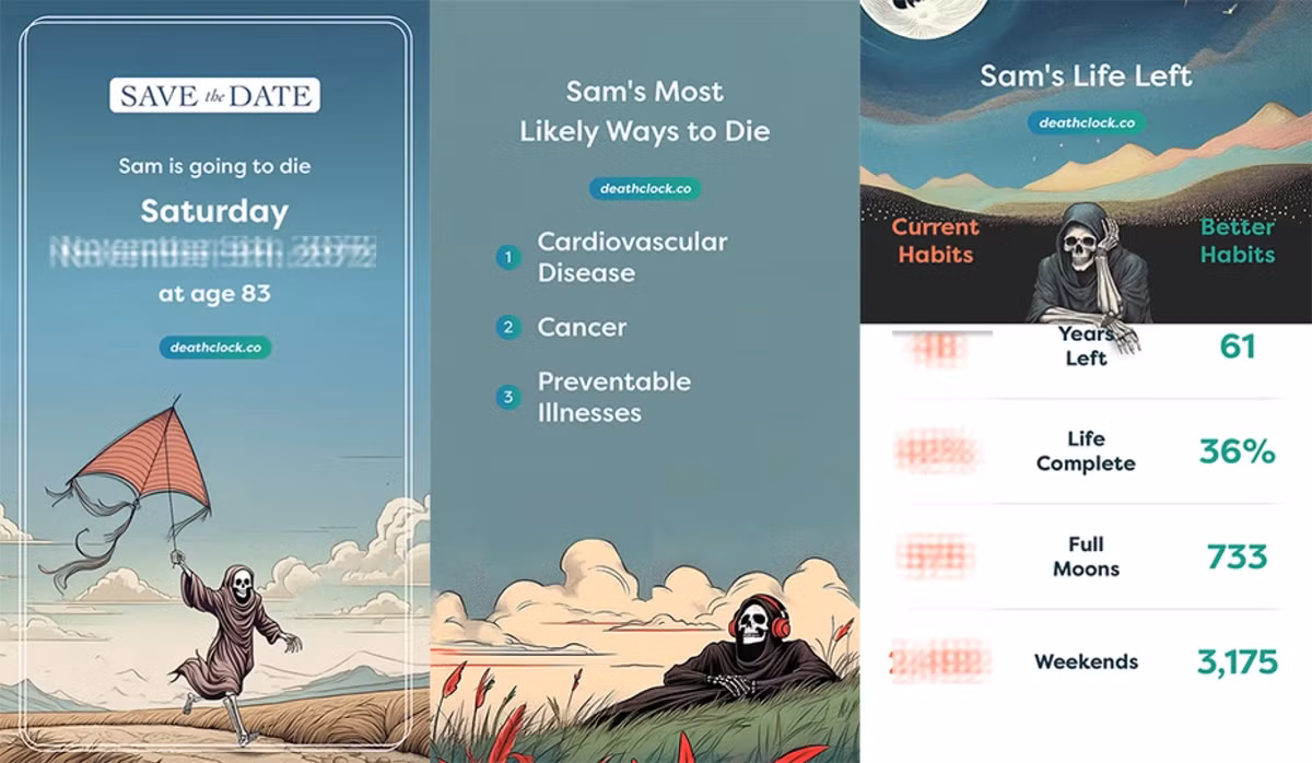 Ứng dụng Death Clock không chỉ đưa ra dự đoán ước tính về tuổi thọ mà thậm chí còn đưa ra những nguyên nhân có thể khiến họ tử vong như: ung thư, bệnh tim mạch hay một tình trạng mãn tính khác.