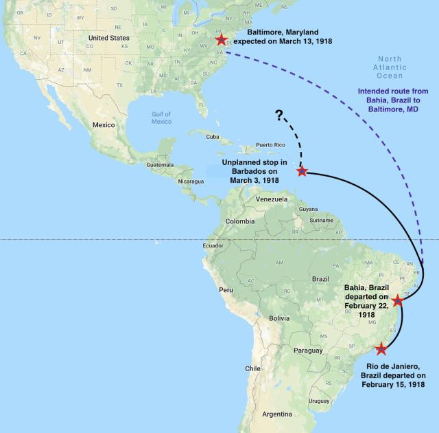 Số quặng mangan này rất quan trọng đối với Mỹ sau khi nước này tham gia Chiến tranh thế giới 1 vào năm 1917. Tàu USS Cyclops đã thu thập số quặng này ở Brazil. Sau đó, theo kế hoạch, con tàu dừng lại ở Barbados trước khi quay về thành phố Baltimore, Mỹ. Ảnh: USNI.