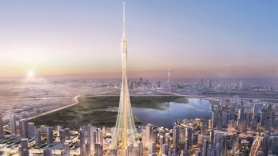 Nằm trong dự án tổ hợp rộng gần 6 km2 Dubai Creek Harbour, Dubai Creek Tower dự kiến cao 928m, sẽ vượt qua tòa nhà cao nhất thế giới Burj Khalifa từ 2010. Ảnh: CNN.