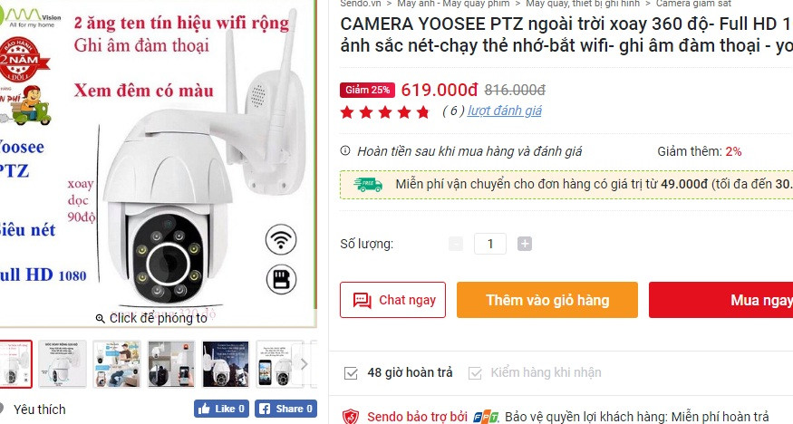 Trong tầm giá từ 500.000 - 1 triệu đồng, các loại camera này được cho là có khả năng bắt sóng wifi tốt hơn, cho góc nhìn siêu rộng, ảnh rõ nét và thời gian bảo hành lên tới 24 tháng. Ảnh chụp màn hình.