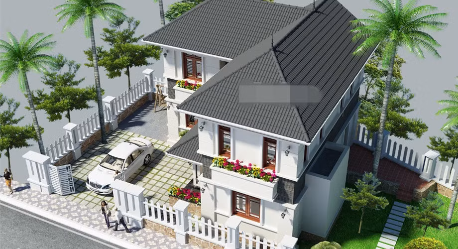 Nhà kiểu Pháp với mặt tiền đơn giản. Hệ thống cửa kính giúp hứng trọn ánh nắng ban mai nhẹ nhàng buổi sớm. Ảnh: Nhasang.