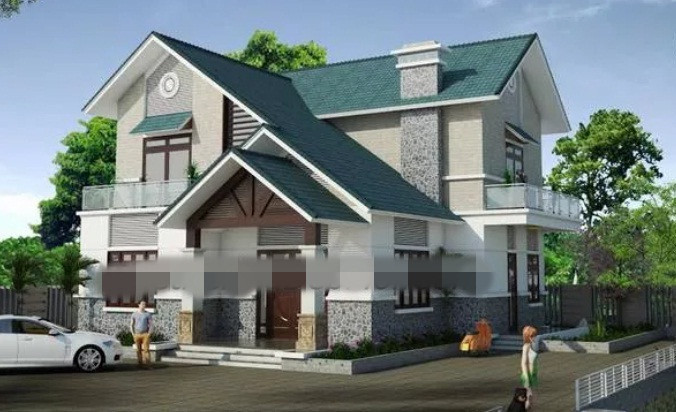 Nhà 2 tầng mái thái mang kiến trúc biệt thự mini thích hợp cho môi trường sinh thái ở quê đặc trưng với khí hậu nhiệt đới nước ta. Ảnh: Thietkenhadepmoi.