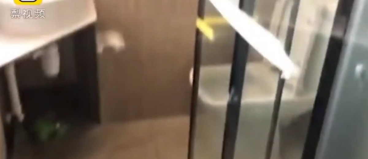 Phòng tắm thiết kế hiện đại với vách ngăn kính.