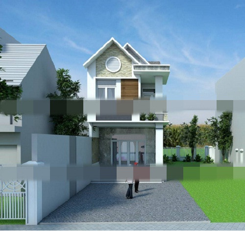 Nhà ống 2 tầng sở hữu kiến trúc thông minh và cách phối màu hợp lý ngoài mặt tiền. Ảnh: Xaydungnhadepmoi.