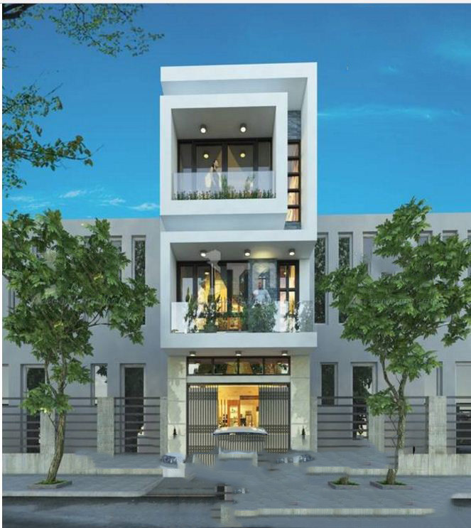 Công trình sử dụng nhiều chất liệu kính lớn lấy sáng vào trong. Ảnh: Xaydungtrangtrinoithat.