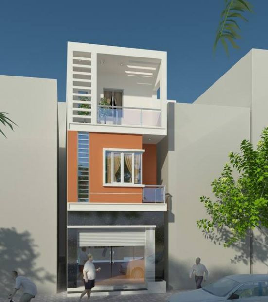 Nhìn tổng thể, ngôi nhà toát lên sự năng động nhờ đường nét kiến trúc khỏe khoắn với các thanh lam ngang hay đường viền xung quanh các tầng. Ảnh: Ytuongnhadep.