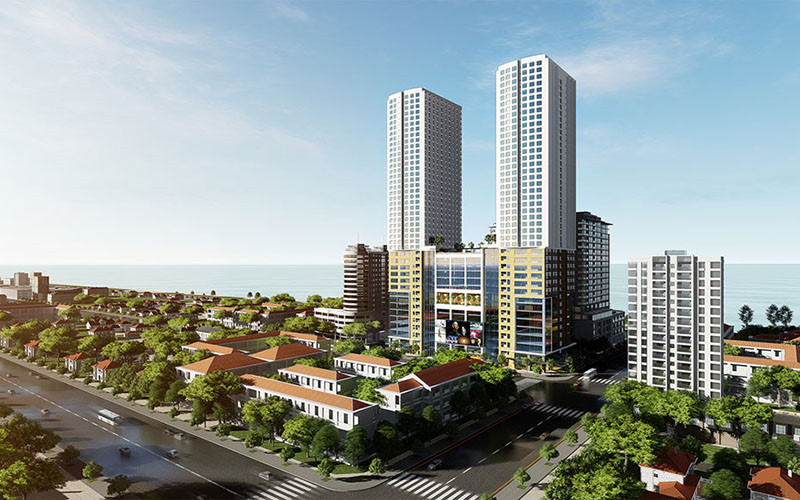 Một dự án khác sở hữu hai mặt tiền đường Lý Tự Trọng và đường Trần Hưng Đạo hiện là dự án Nha Trang Center 2 (hay Gold Coast Nha Trang) cũng được đầu tư bởi Công ty cổ phần Thanh Yến – một thành viên của Tập đoàn Hoàn Cầu. Ảnh: Internet.