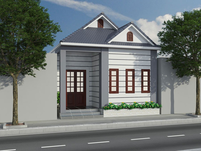 Khối kiến trúc đơn giản kết hợp cùng hệ mái thái vững chãi giúp ngôi nhà càng thêm khỏe khoắn và đảm bảo tính an ninh cần thiết cho gia đình. Ảnh: Angcovat.