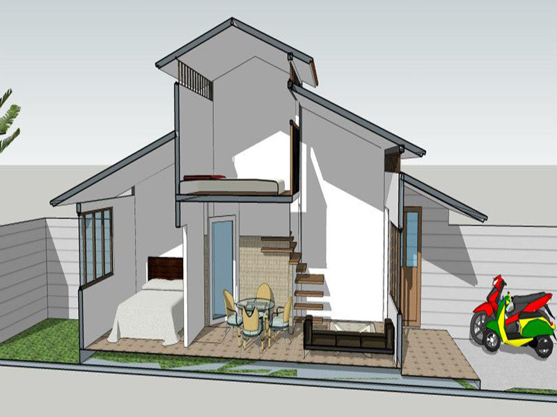 Dù ngôi nhà chỉ có diện tích 35m2 nhưng nhờ gác lửng nhỏ 10m2 dành cho phòng ngủ của con nên không gian không gây cảm giác chật chội, bí bách. Ảnh: Angcovat.